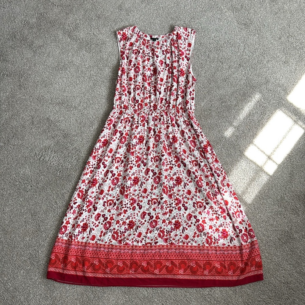 Ann Taylor Factory Red Floral Midi Dress
